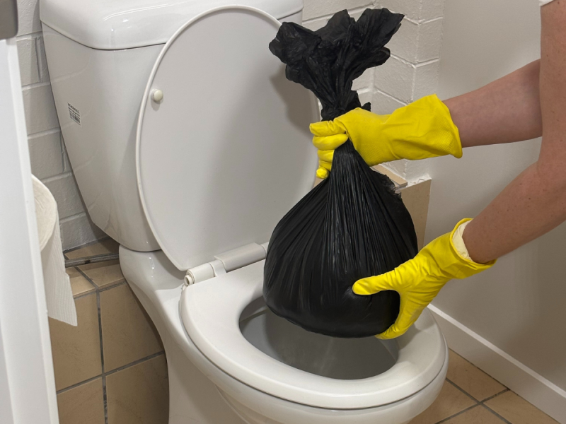 Sandbagging a toilet